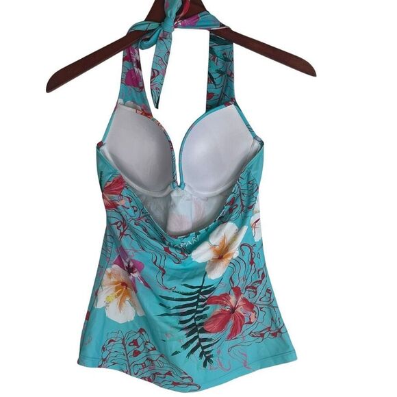 Hapari Womens SPF 50+ Halter Floral Backless Tankini Tank Top Multicolor Medium - Picture 2 of 14